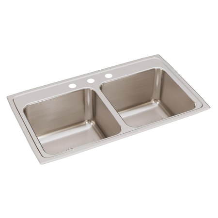 Elkay Lustertone Ss 33X19.5X10.1 Equal Double Bowl Drop-In Sink W/ Quick-Clip DLRQ3319103